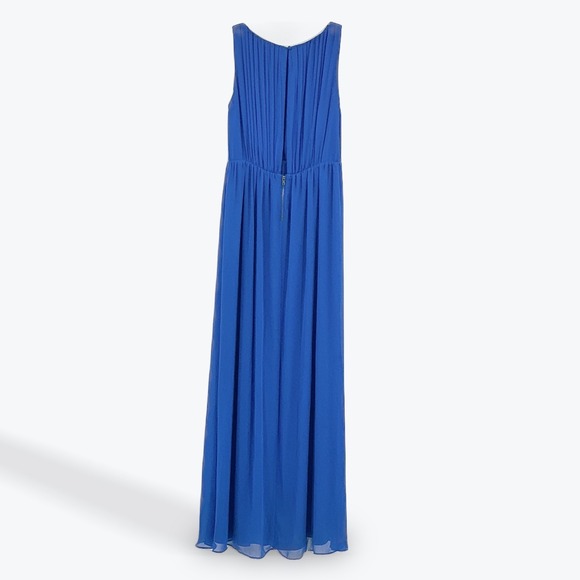 Alice + Olivia Cobalt‎ Blue Silk Blend Maxi Dress Sleeveless Pleated Formal - Picture 13 of 16